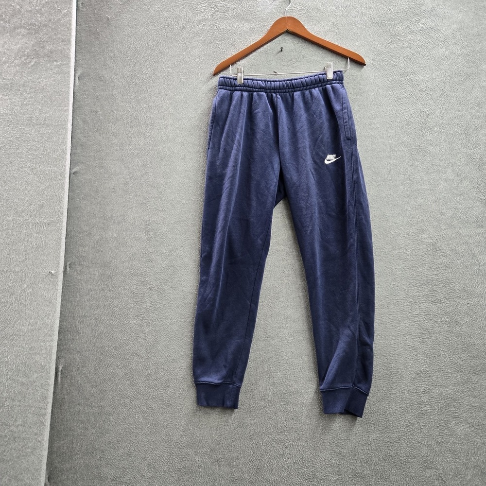 Nike Men Pants S Blue Embroidered Sweatpants Fleece Jogger Logo 26" Inseam